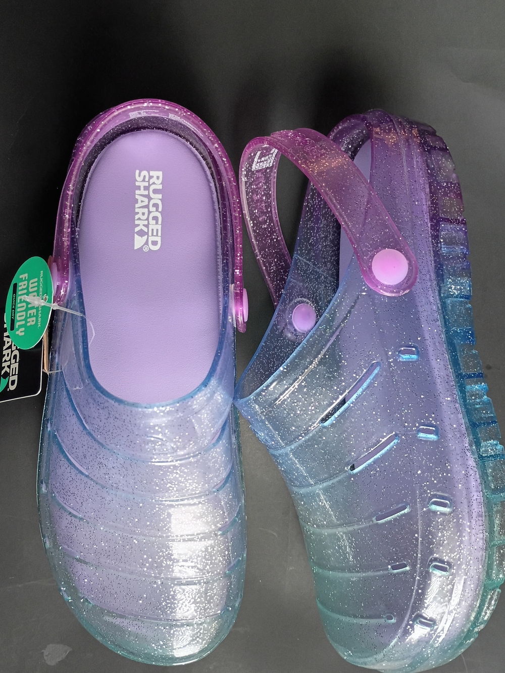 Rugged Shark Kids Glitter Ombre Sandals - Purple/Blue/Green